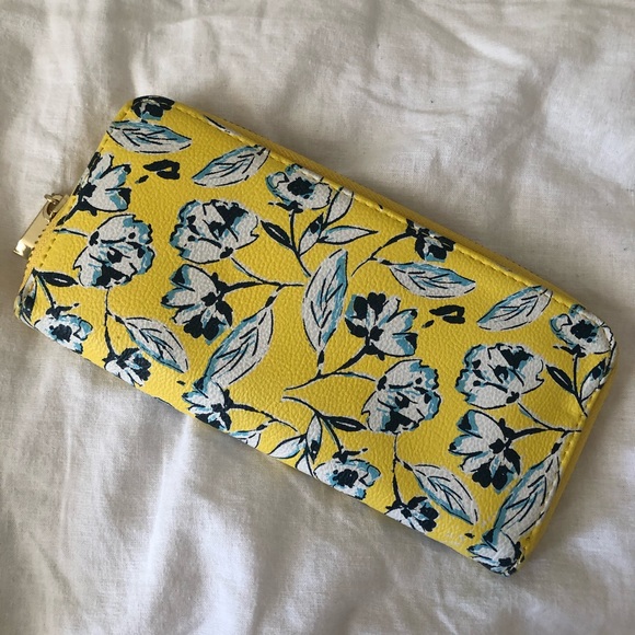 Merona Handbags - Merona Floral Zip Around Faux Leather Wallet